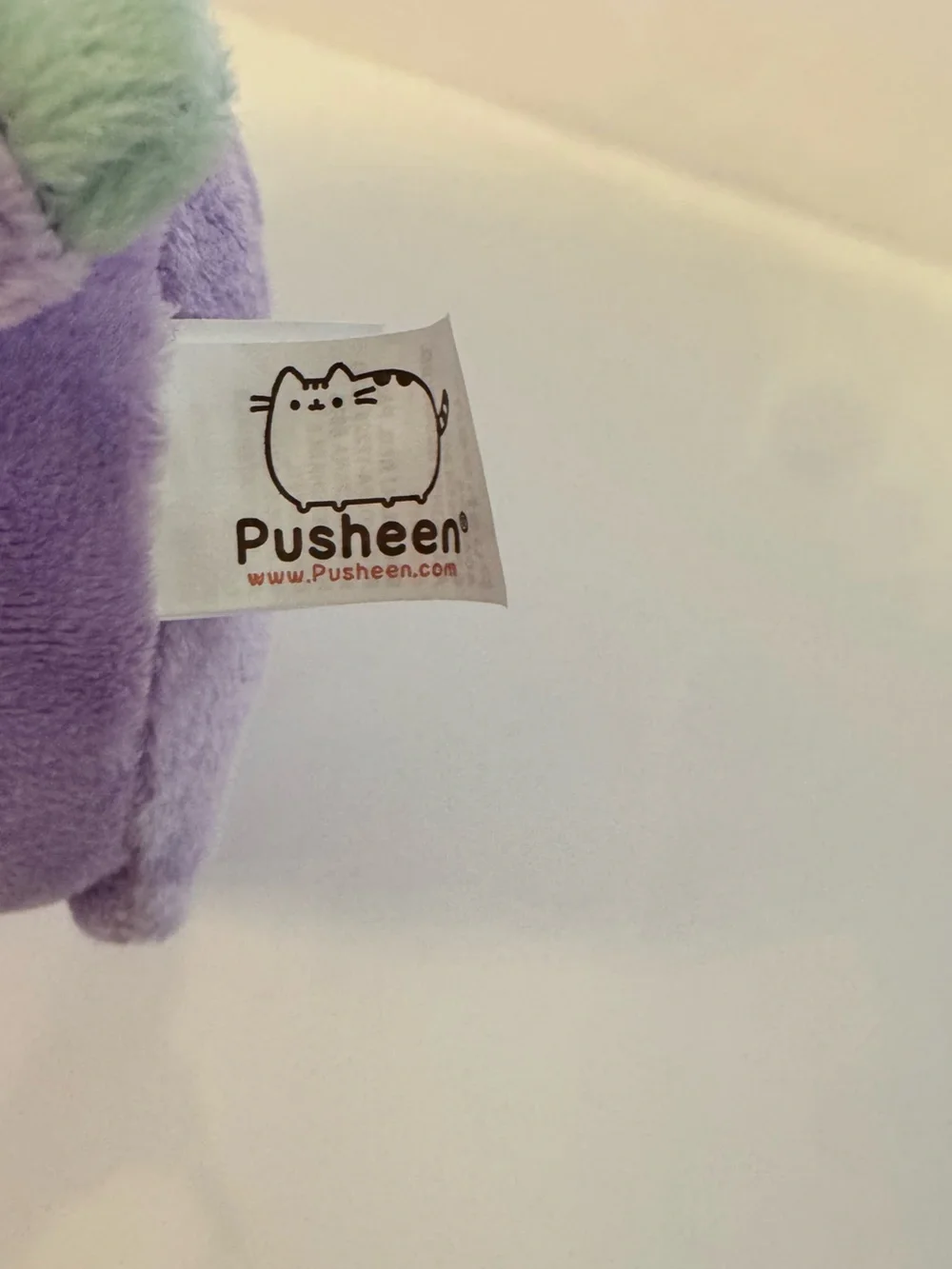 Gund Pusheen Purple Cat Plush with Pink Heart & Teal Stripes 6” Soft Stuffed
